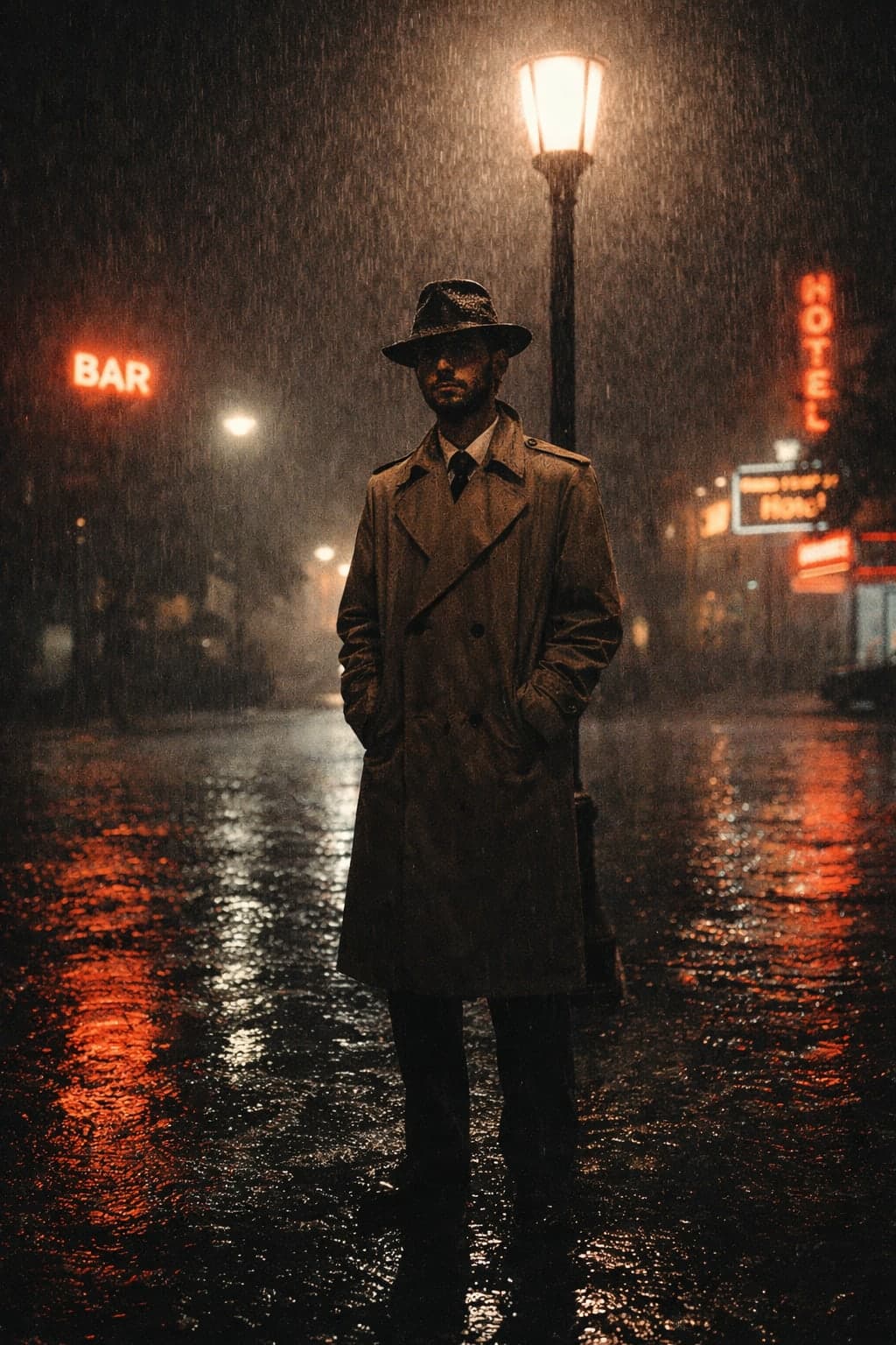 Mysterious figure in rain