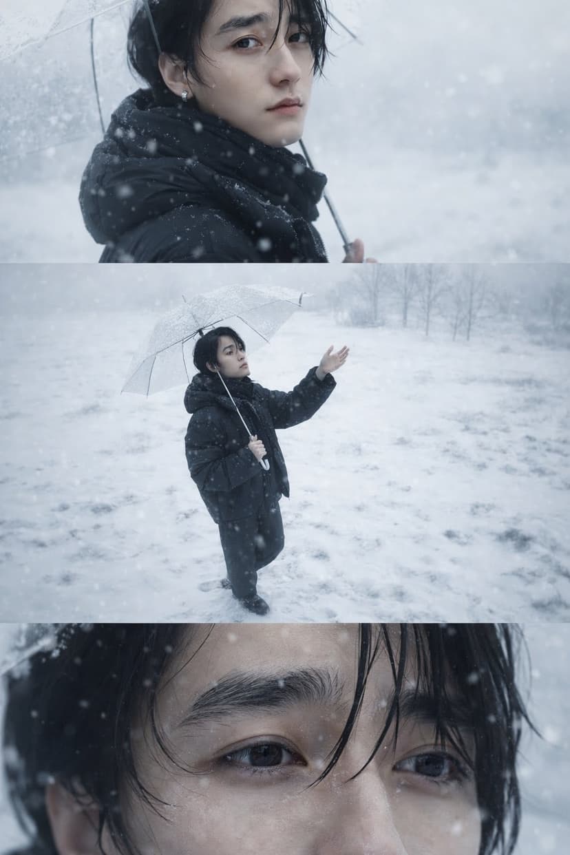 lonely walk in snowy world