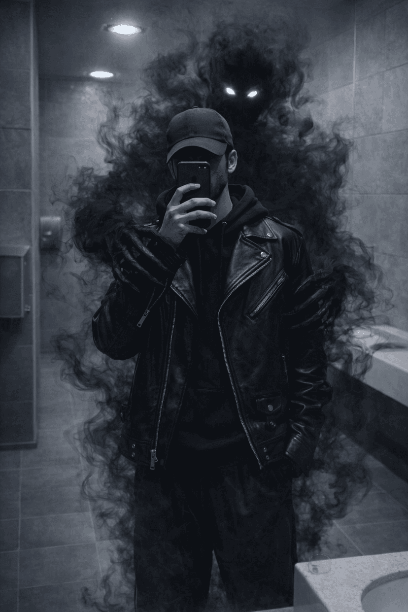 Shadowy presence in restroom