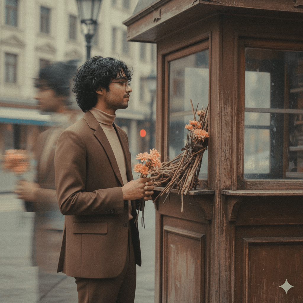 Man holding flowers